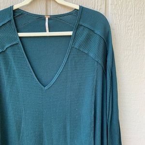 Free People oversized flowy v-neck long sleeve top